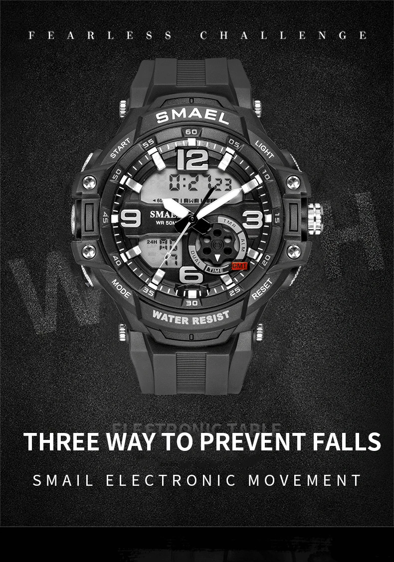 Gold New Wrist Watch Men Digital Chronograph Watch for Men Smael 1350 Army Style Sport Watch