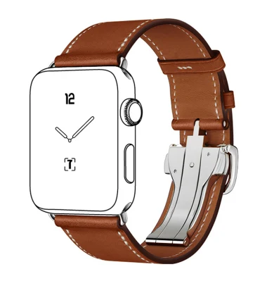 Factory Price Best Selling Good Quality 38mm 42mm Brown Full Grain Leather Watch Strap