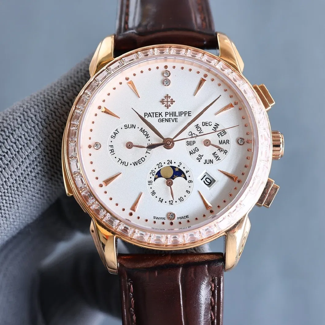 Designer Brand Gold Rose Watch Complex Series Six-Pin Men&prime;s Watch