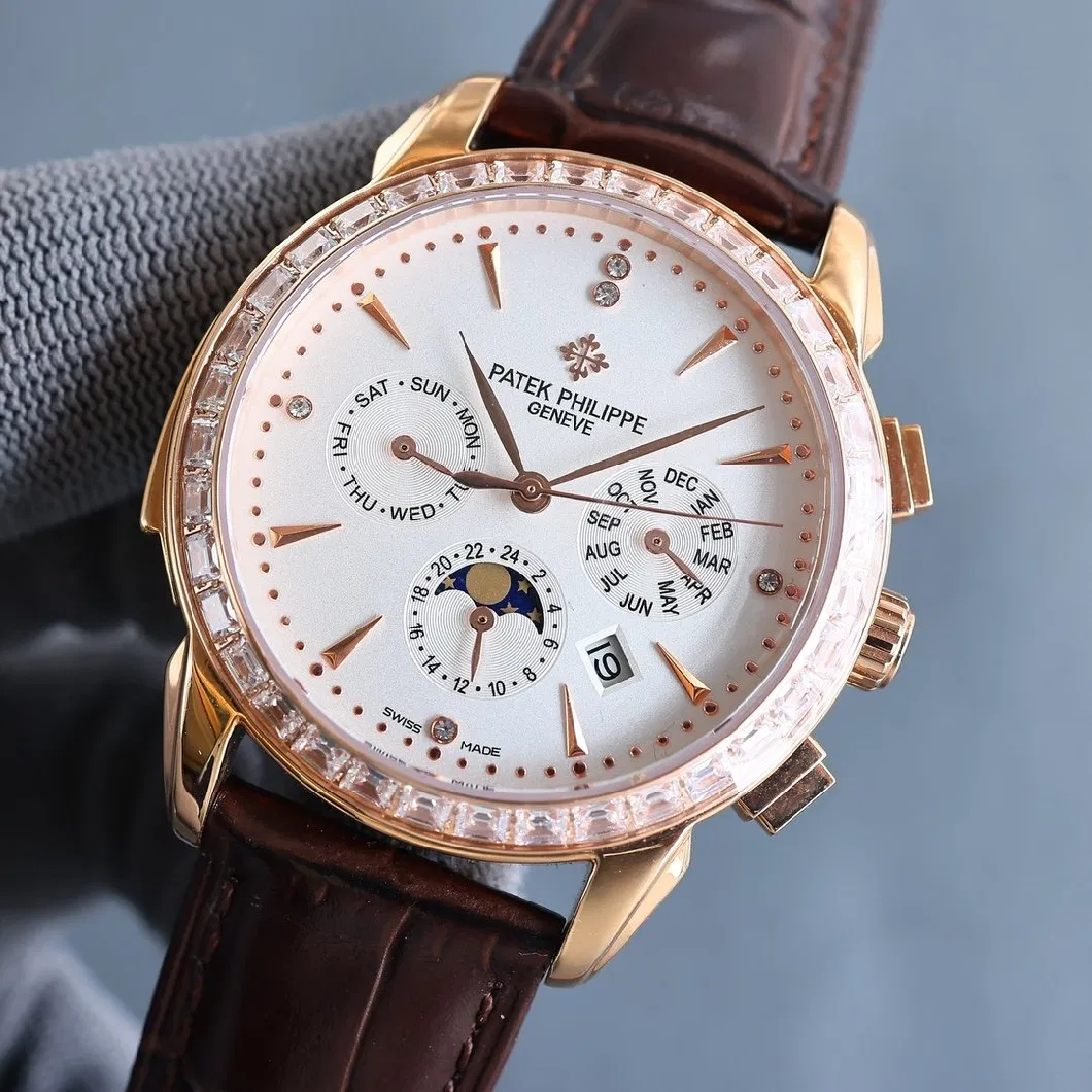 Designer Brand Gold Rose Watch Complex Series Six-Pin Men&prime;s Watch