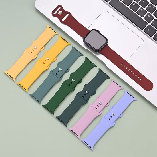Smart Silicone Band for Apple Watch Series 3 4 5 6 7 8 9 Customizable Print Engrave silicon Slim Watch Strap 