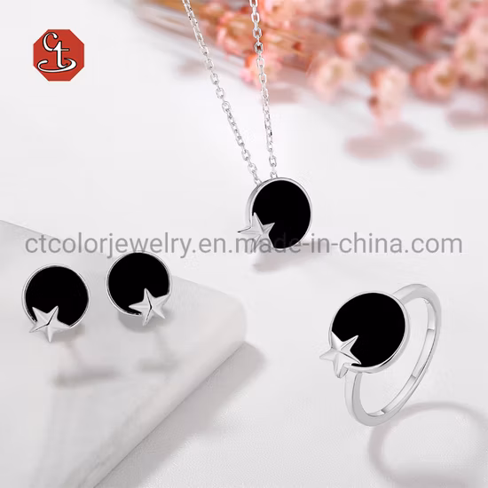 Silver Platinum Plated Rhinestones Girls Women Ladies Zinc Alloy Pendant Necklace