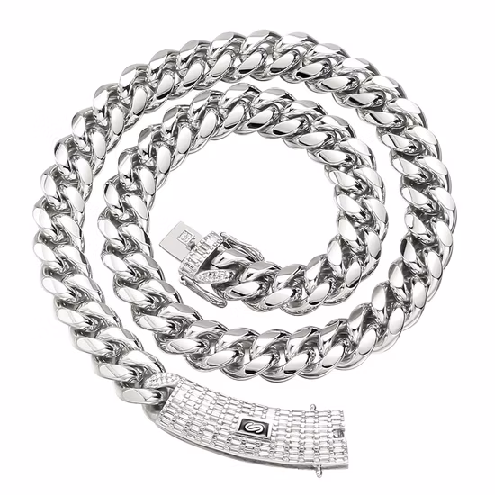 New Design Silver/14K Gold Plated /White Gold Plated 3D Print Wax Miami Cuban Chain Necklace